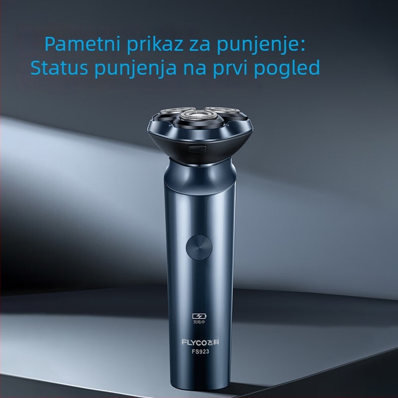 Flyco Električni brijač – potpuno vodootporan za pranje cijelog tijela, plivajuća glava, rotacijska 3-glavna glava, brushless motor
