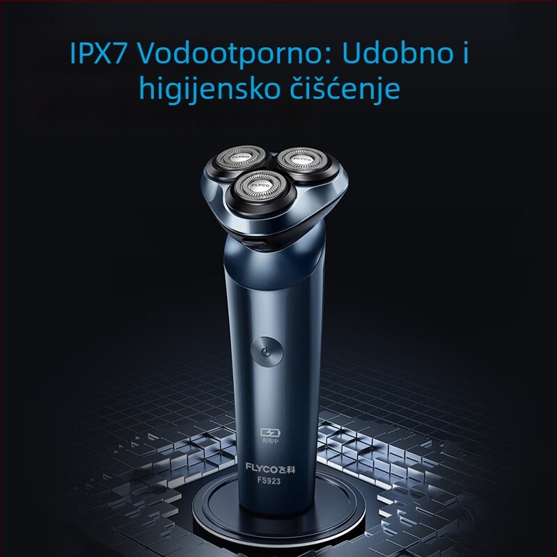 Flyco Električni brijač – potpuno vodootporan za pranje cijelog tijela, plivajuća glava, rotacijska 3-glavna glava, brushless motor