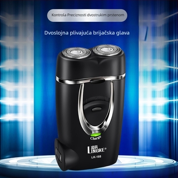 Lingke LK-188 Električni brijač s plutajućom glavom, rotacijski sustav s dvije oštrice, bezčetkasti motor, ugrađena baterija 300–500 mAh, trajanje >60 minuta, vrijeme punjenja 4 sata