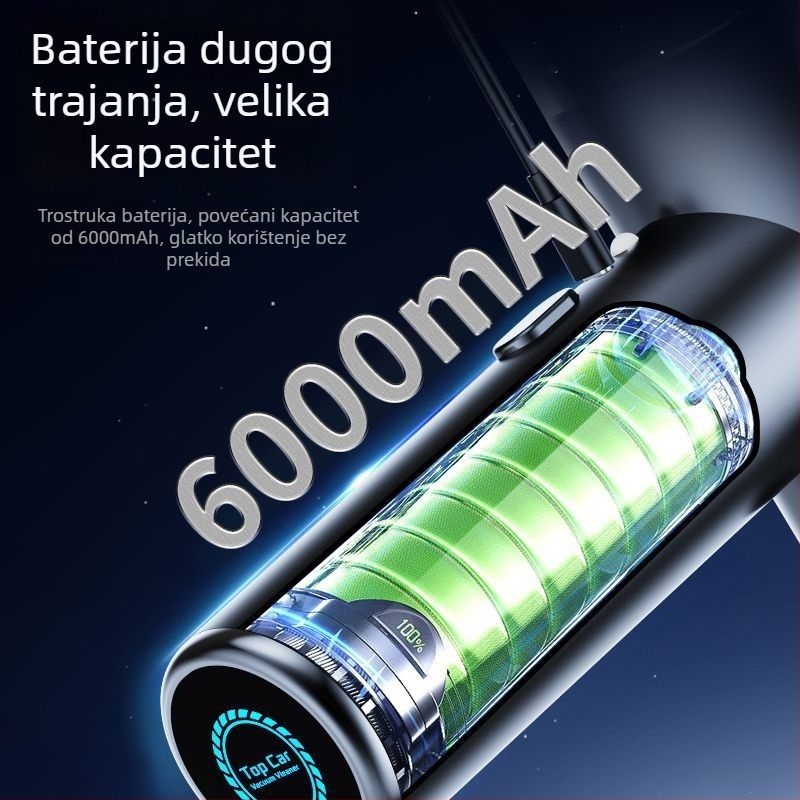 4-u-1 prijenosni ručni usisavač za automobil, 80W, usisna snaga 16000, punjiv