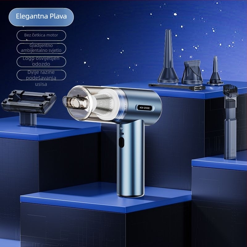 4-u-1 prijenosni ručni usisavač za automobil, 80W, usisna snaga 16000, punjiv