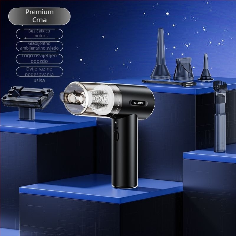 4-u-1 prijenosni ručni usisavač za automobil, 80W, usisna snaga 16000, punjiv