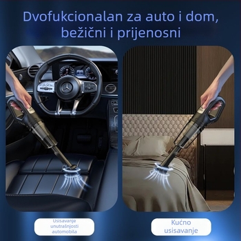 Bežični usisavač za auto i dom, ručni, 300 W, usisna snaga 20000 Pa, trajanje baterije 60+ minuta, punjiv