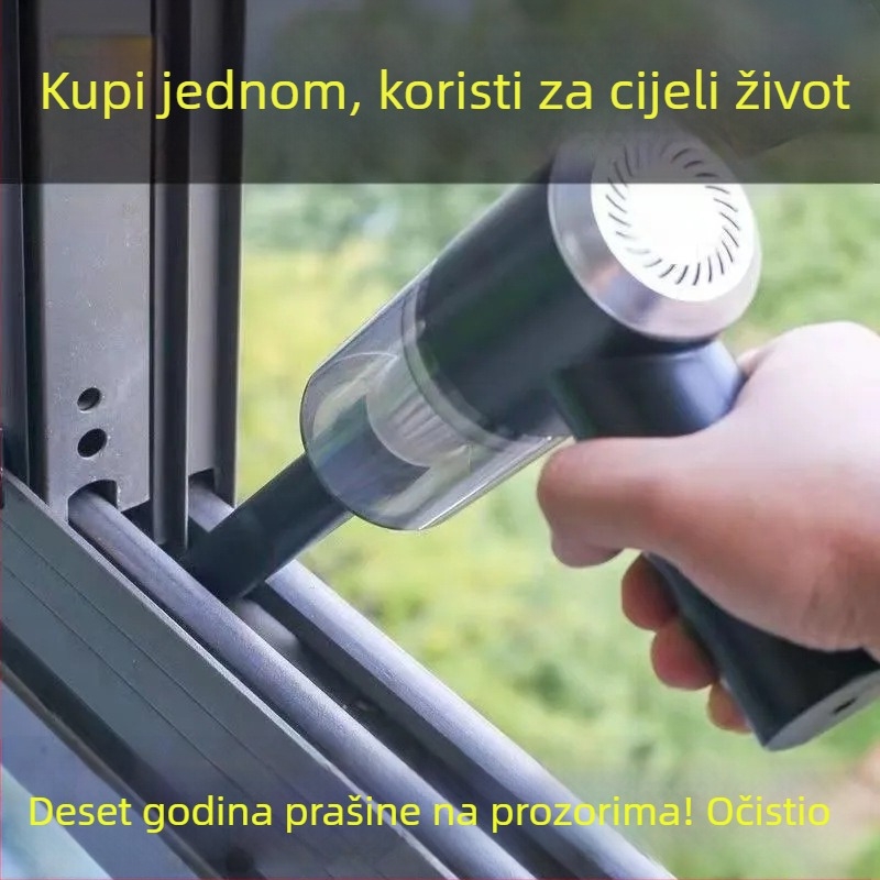 Bežični usisavač za auto i dom, ručni, 300 W, usisna snaga 20000 Pa, trajanje baterije 60+ minuta, punjiv