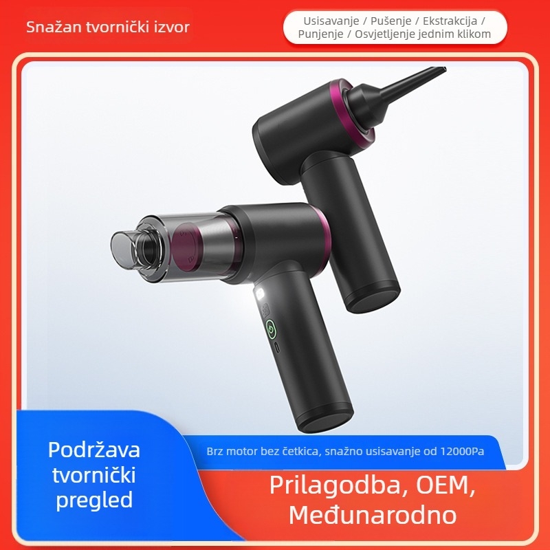 Bežični auto usisavač s visokim usisnim kapacitetom, dvostruka funkcija puhvanja i usisavanja, bežični, 7.4V, 65W, 12000Pa, Type-C punjenje, 2×2000mAh
