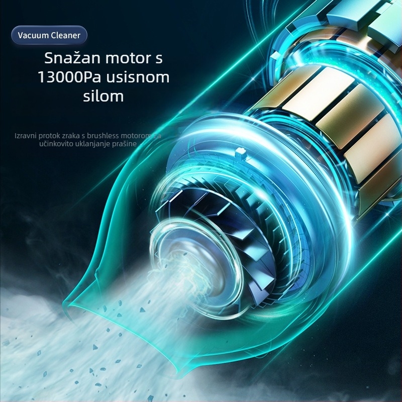 Bežični usisavač za automobil, ručni, suhi tip, 50 W, usisna snaga 2100–3000 Pa, ugrađena baterija 1001–1600 mAh, buka 36–45 dB, spremnik prašine, dvostruka funkcija usisavanje/duvanje