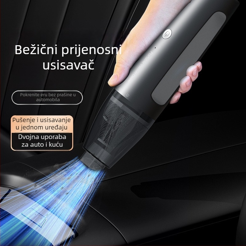 Bežični usisavač za automobil, ručni, suhi tip, 50 W, usisna snaga 2100–3000 Pa, ugrađena baterija 1001–1600 mAh, buka 36–45 dB, spremnik prašine, dvostruka funkcija usisavanje/duvanje