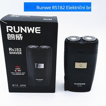 Runwe RS182 punjač električni brijač s rotirajućom dvostrukom glavom, plutajuća glava, trajanje baterije 30–45 minuta, maksimalna snaga 2 W, čišćenje vodom nije preporučeno