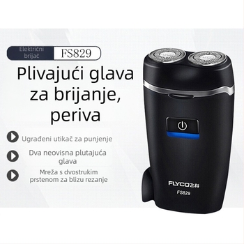 Flyco FS829 Električni brijač, rotirajuća dvostruka glava, punjiva s ugrađenom baterijom, odvojiva i periva glava, radni vijek 45-60 minuta