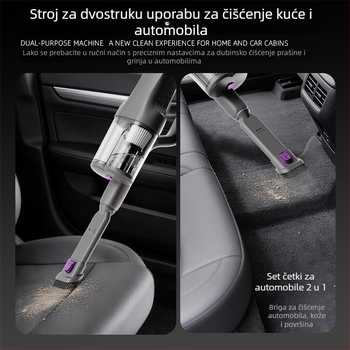 Bežični ručni usisavač za automobil, suho/mokro, maksimalna snaga usisavanja 140W, ugrađena baterija 4000–5000mAh, osvjetljenje