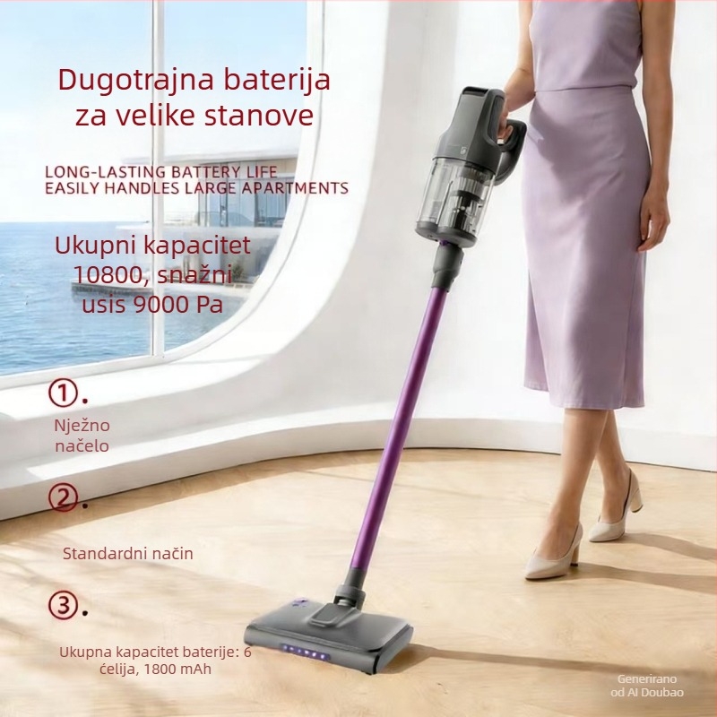 Bežični ručni usisavač za automobil, suho/mokro, maksimalna snaga usisavanja 140W, ugrađena baterija 4000–5000mAh, osvjetljenje