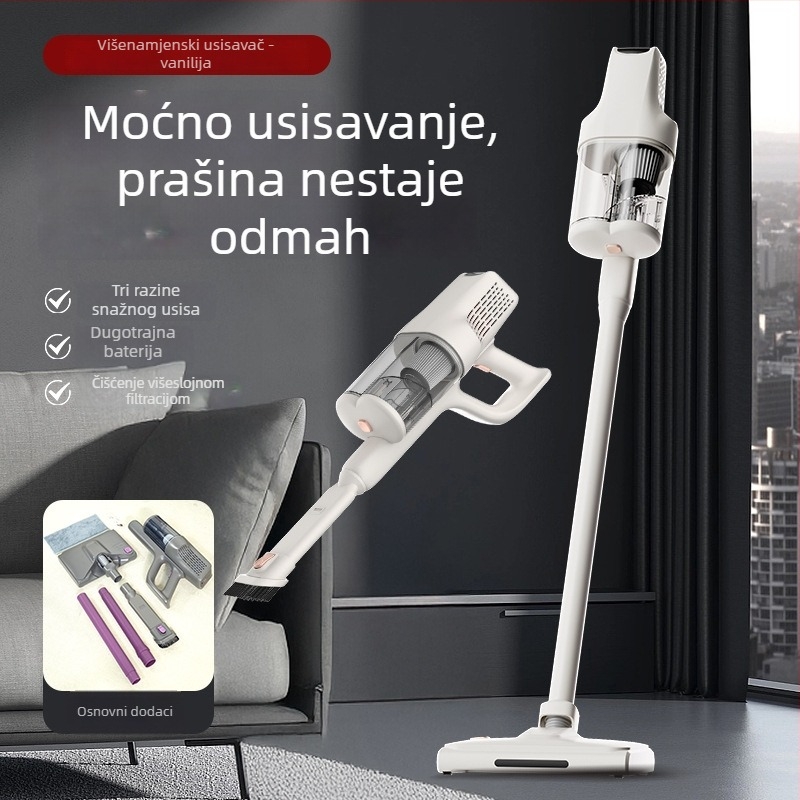 Bežični ručni usisavač za automobil, suho/mokro, maksimalna snaga usisavanja 140W, ugrađena baterija 4000–5000mAh, osvjetljenje