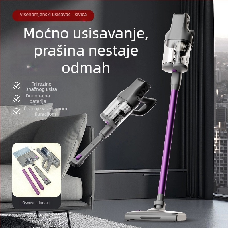 Bežični ručni usisavač za automobil, suho/mokro, maksimalna snaga usisavanja 140W, ugrađena baterija 4000–5000mAh, osvjetljenje