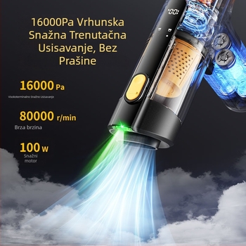 Prijenosni ručni usisavač za automobil i dom, bežični, višefunkcionalan, 90W nominalna snaga, 120W maksimalna usisna snaga, 11V, 30 minuta rada, buka 36–45 dB