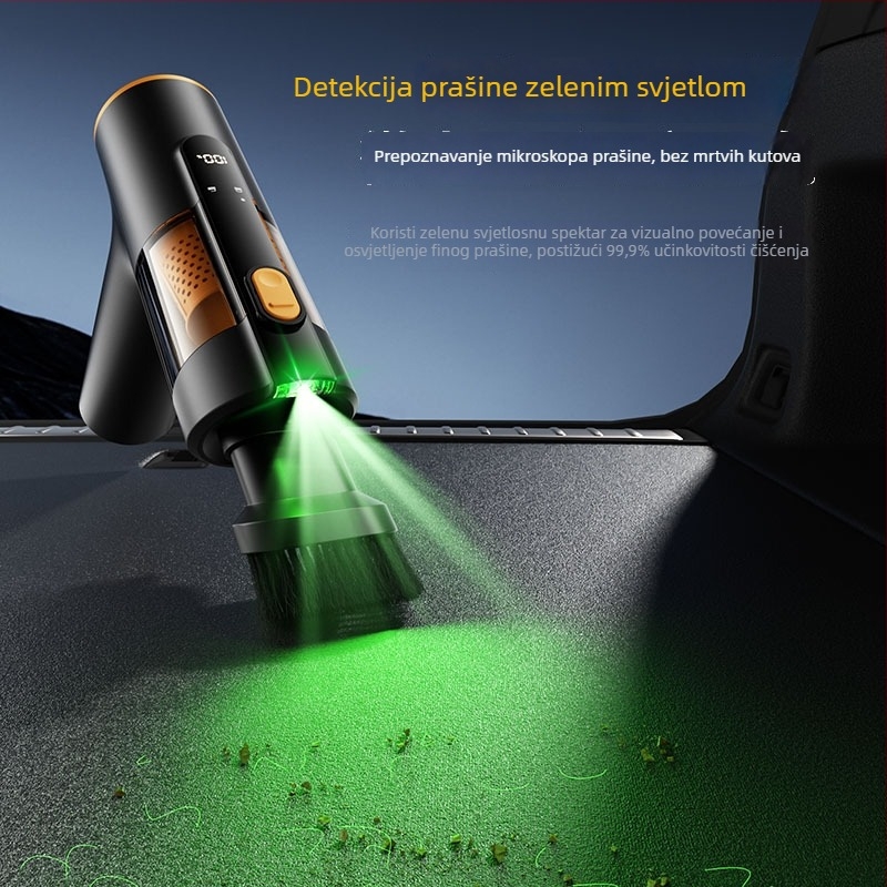 Prijenosni ručni usisavač za automobil i dom, bežični, višefunkcionalan, 90W nominalna snaga, 120W maksimalna usisna snaga, 11V, 30 minuta rada, buka 36–45 dB