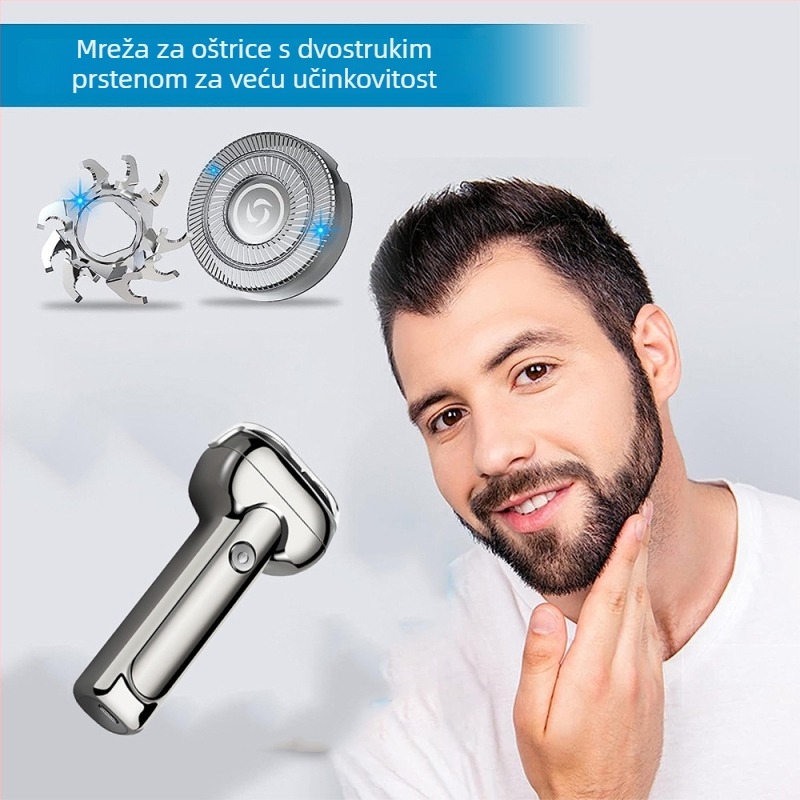 Mini električni brijač za muškarce s digitalnim zaslonom, prijenosni za putovanja i montiranje u automobil