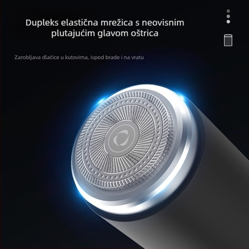 Električna britvica s rotirajućom glavom od 3 oštrice, plutajuća glava, pranje cijelog tijela – ugrađena baterija, vrijeme rada >60 min, vrijeme punjenja 1 h, buka <36 dB