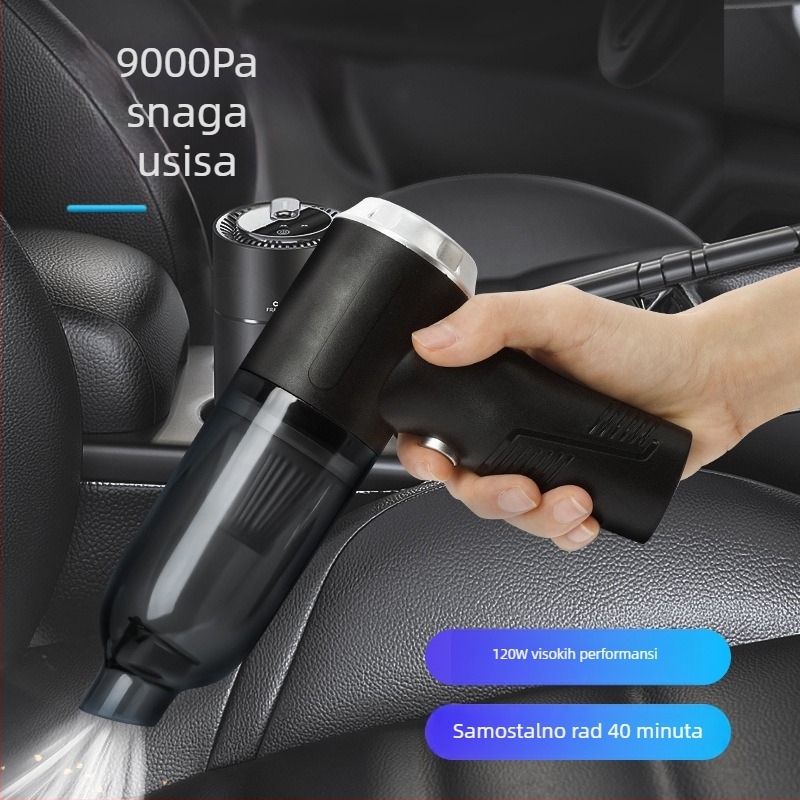 Prijenosni bežični usisavač za automobil i dom, 3-u-1, punjiv, 120W, 5500Pa, trajanje 30 min