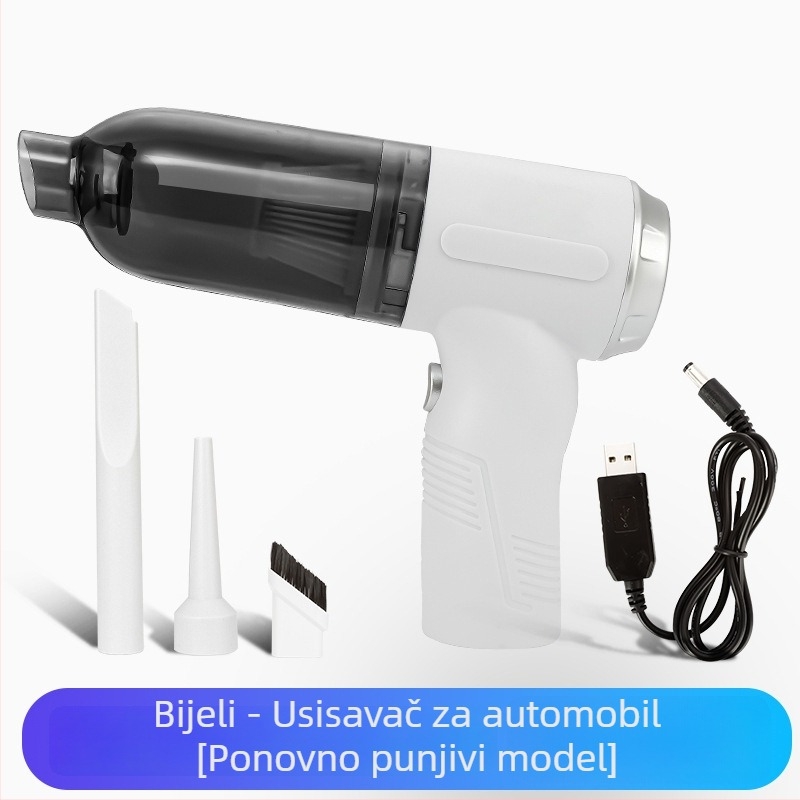 Prijenosni bežični usisavač za automobil i dom, 3-u-1, punjiv, 120W, 5500Pa, trajanje 30 min