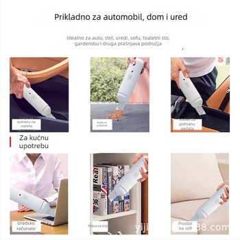 Ručni usisavač za automobil, prijenosni, suhi tip, plosni nastavak, spremnik za prašinu, usisavanje 10.1–15 kPa, nominalna snaga 3,7