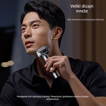 Električni brijač s plutajućom glavom i 3-oštrice recipročno rezanje, ugrađena baterija 1000–1200 mAh, punjiva, digitalni zaslon