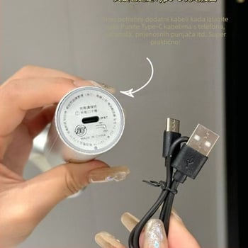 Kućna električna britva s otklopnom i isperivom rotacijskom glavom s tri oštrice, prijenosna i punjiva, LED zaslon, kabel za punjenje uključen