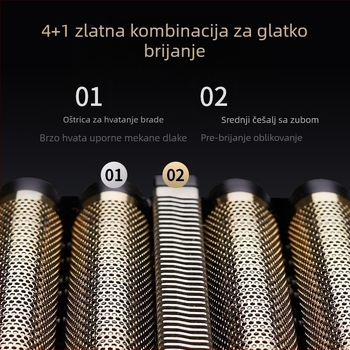 Električni brijač za muškarce, s 5 oštrica, USB brzo punjenje, vodootporan i periv pod tekućom vodom, bez četkasti motor, ugrađena 1600 mAh baterija