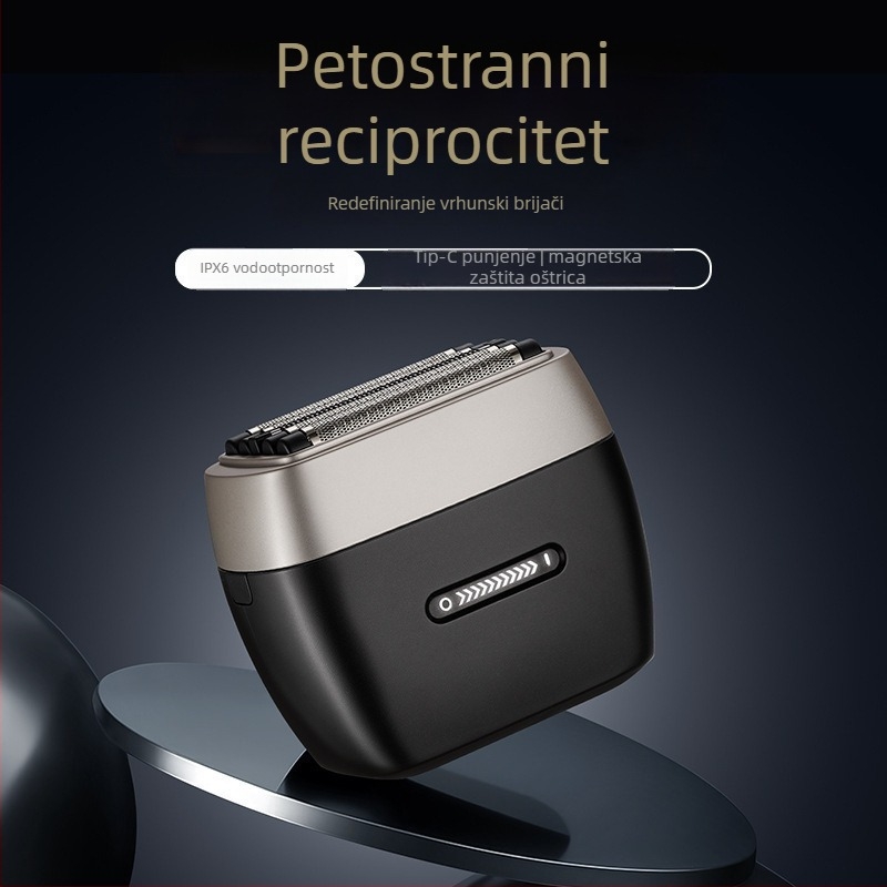 Električni brijač za muškarce, s 5 oštrica, USB brzo punjenje, vodootporan i periv pod tekućom vodom, bez četkasti motor, ugrađena 1600 mAh baterija