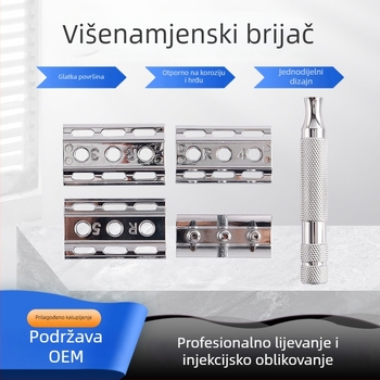 Ručni brijač s zamjenjivim oštricama; dvostruka upotreba: brijanje i uklanjanje dlaka; pogodan za cijelo tijelo; prilagodljiva postavka za debele dlake
