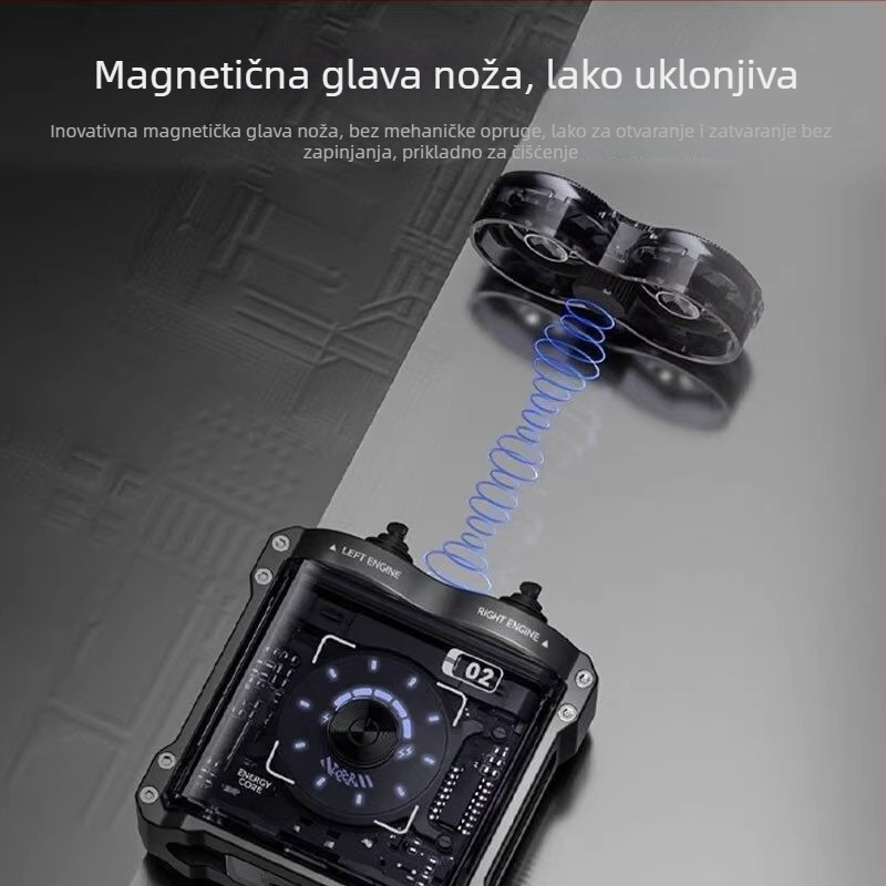 Električni brijač za cijelo tijelo, potpuno vodootporan dizajn, rotirajuća glava s dvije oštrice, pametno čišćenje, trajanje baterije više od 60 minuta, četkasti motor