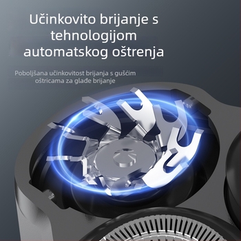 Jin Zheng električni brijač za muškarce, rotativna glava s tri oštrice, glava za pranje, baterija ugrađena, punjiva, oko 60 minuta rada