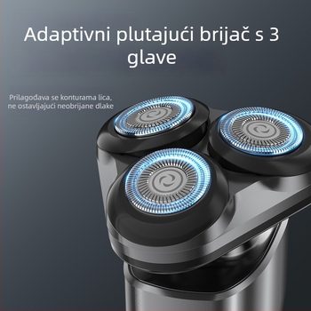 Jin Zheng električni brijač za muškarce, rotativna glava s tri oštrice, glava za pranje, baterija ugrađena, punjiva, oko 60 minuta rada