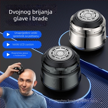 Električni brijač za glavu s rotacijskom glavom, plutajući oštrica, mokro i suho korištenje, USB punjenje, trajanje baterije preko 60 minuta