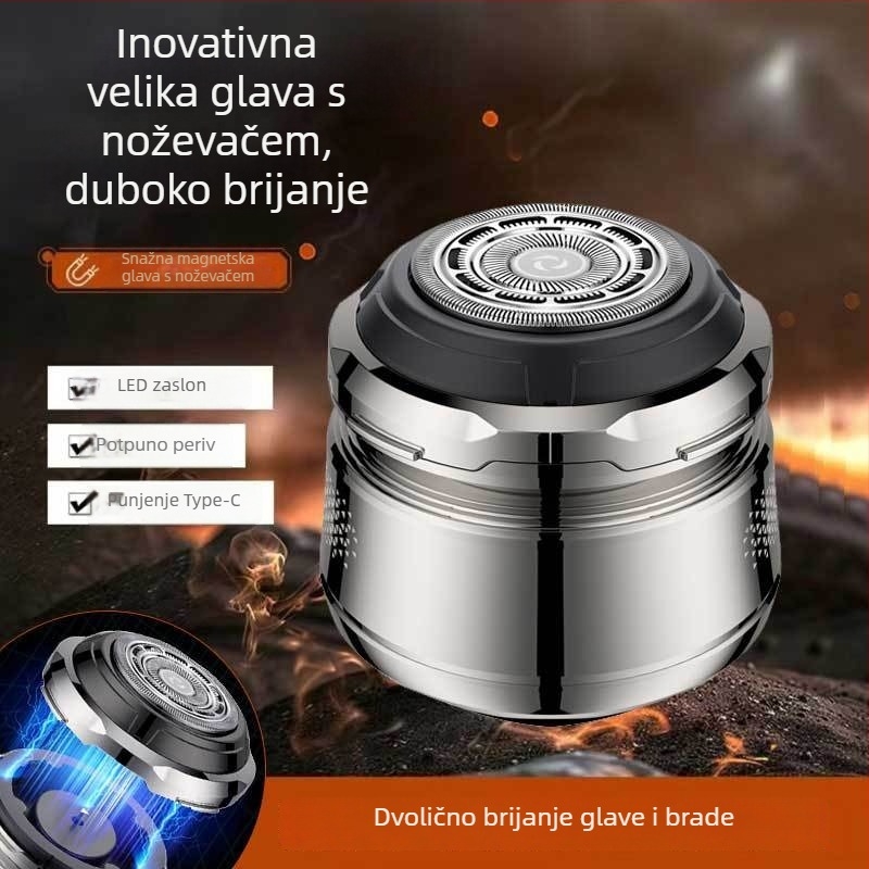 Električni brijač za glavu s rotacijskom glavom, plutajući oštrica, mokro i suho korištenje, USB punjenje, trajanje baterije preko 60 minuta