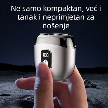 Aluminijski električni brijač, potpuno periv, prijenosan i snažan, za muškarce, s mini digitalnim zaslonom, kompaktni dizajn
