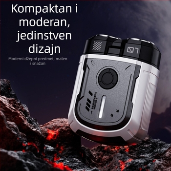 Muška električna britva, 2026. novi model, rotirajuća glava s dvije oštrice, mokro/suho brijanje, USB punjenje, ugrađena baterija