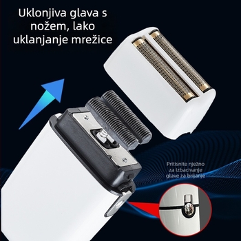 Električni brijač V-7932 s dvostrukom glavom, plutajuća glava, ugrađena baterija, trajanje 180 minuta