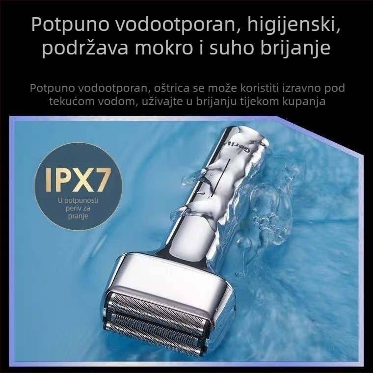 Sulang električna britva — 3-glava recipročna oštrica, plutajuća glava, ugrađena baterija 300–500 mAh, trajanje rada 40–60 minuta, punjiva