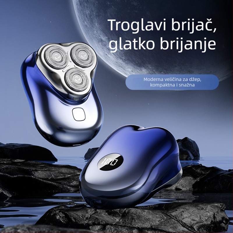 Električni brijač s plutajućom glavom, uklonjiva i isperiva oštrica/glava, LED zaslon, napajanje putem punjenja, ugrađena baterija 300–500 mAh, trajanje rada 40–60 minuta