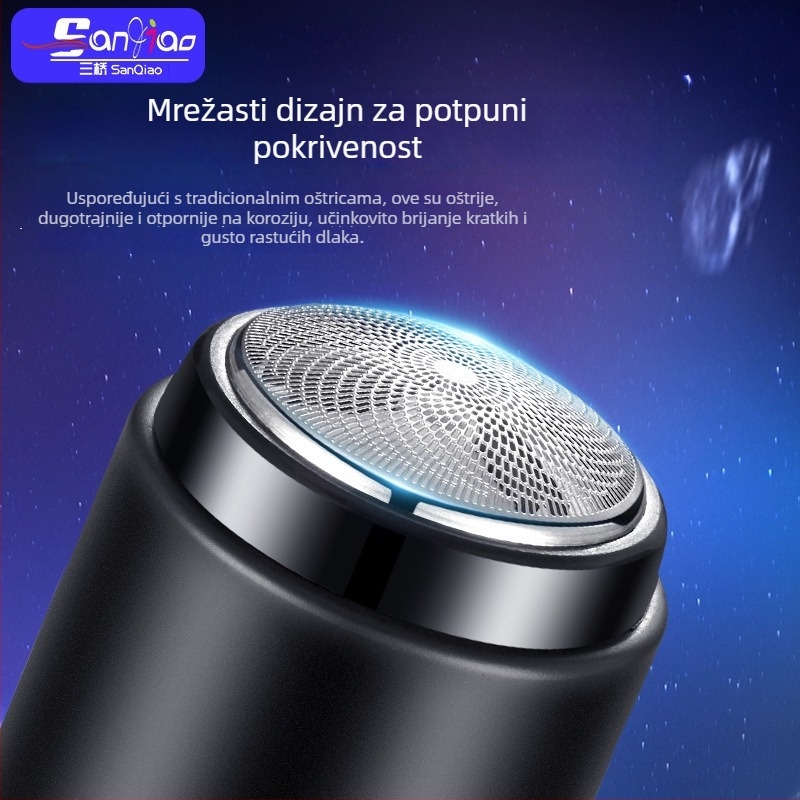 Električna britvica, mini kompaktna, punjiva, s 3 oštricama, prijenosna za putovanja