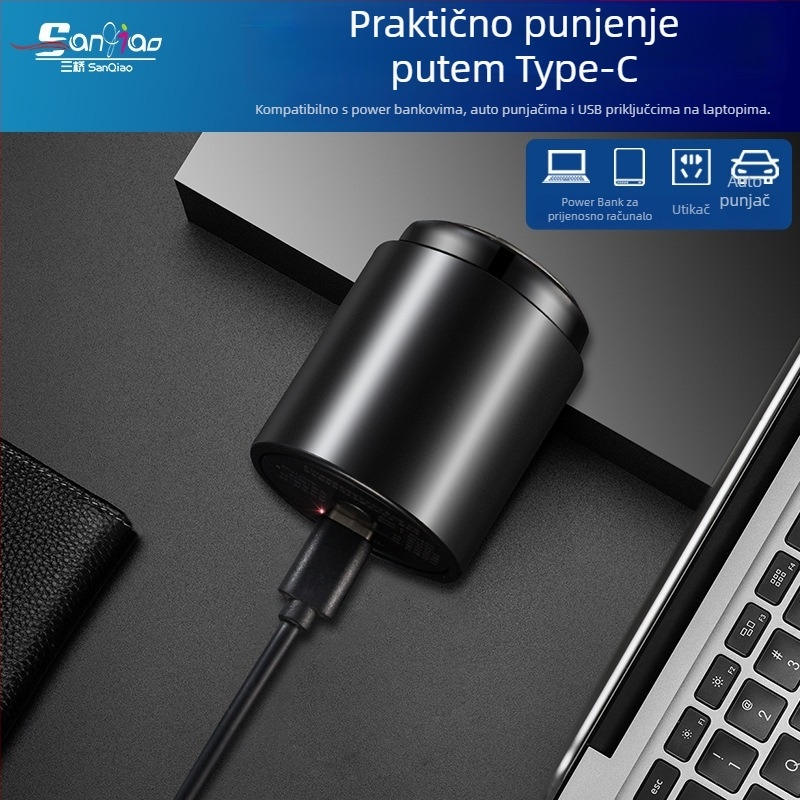 Električna britvica, mini kompaktna, punjiva, s 3 oštricama, prijenosna za putovanja