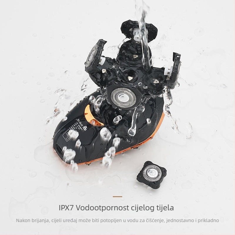 Električna britva s petostrukom rotirajućom glavom, LED zaslon, plutajuća glava, ugrađena baterija, 60 minuta rada