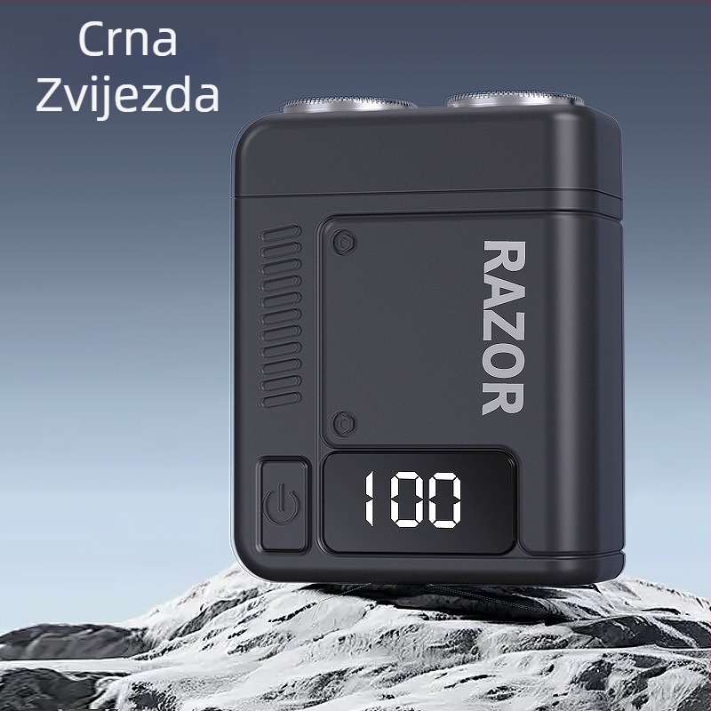 Električni brijač s rotary glavom od dvije oštrice; ugrađena baterija 300-500 mAh; USB napajanje; mokro i suho brijanje; periva glava