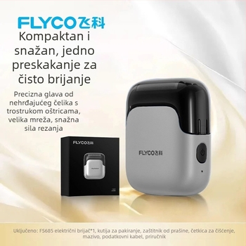Flyco muški električni brijač s 3-glavnom recipročnom glavom, potpuno periv za cijelo tijelo, 60 minuta rada, ugrađena baterija, dvostruki način napajanja FS685