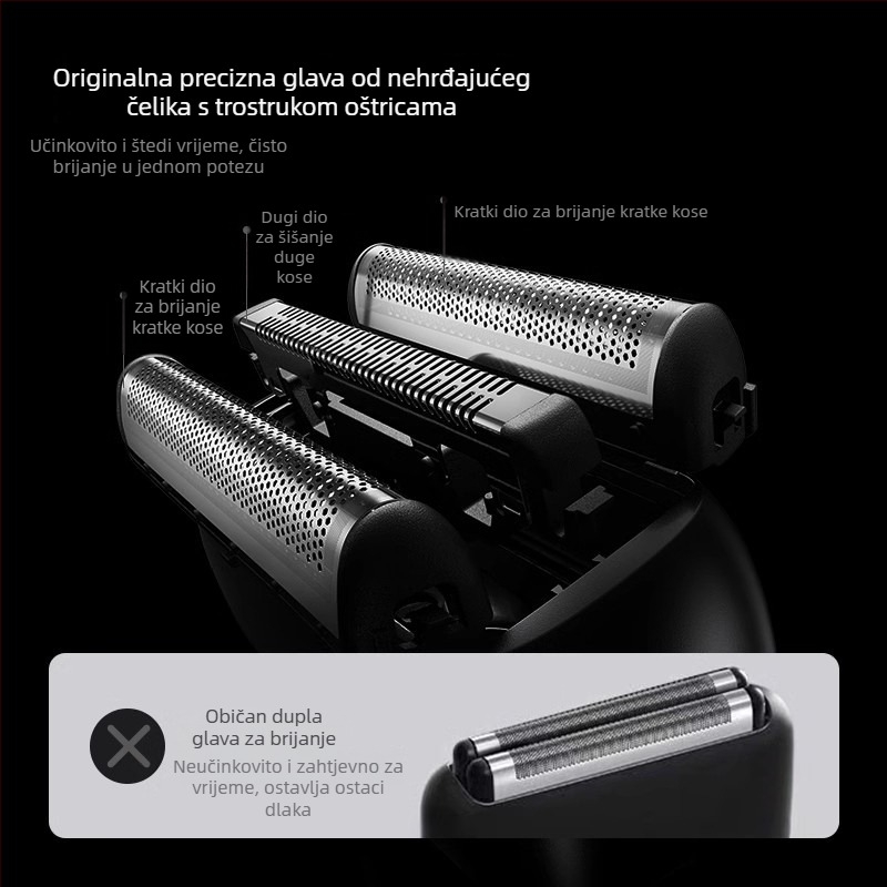 Flyco muški električni brijač s 3-glavnom recipročnom glavom, potpuno periv za cijelo tijelo, 60 minuta rada, ugrađena baterija, dvostruki način napajanja FS685