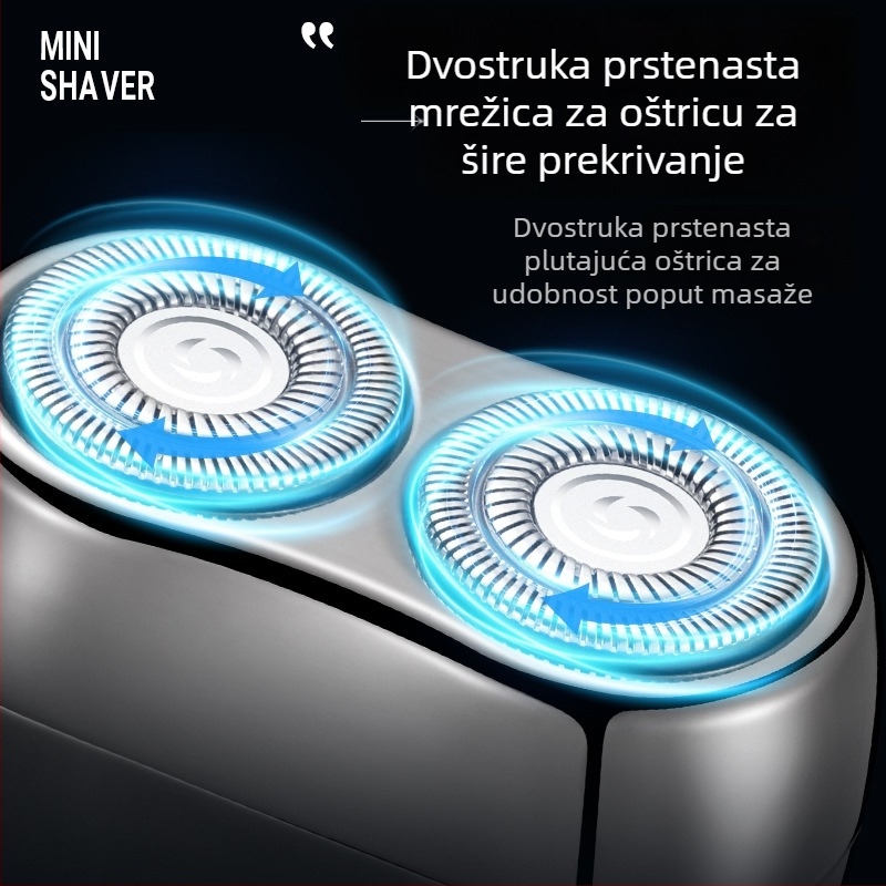Novi dvoglavni električni brijač za muškarce, prijenosan, punjiv, potpuno periv, kompaktan i snažan