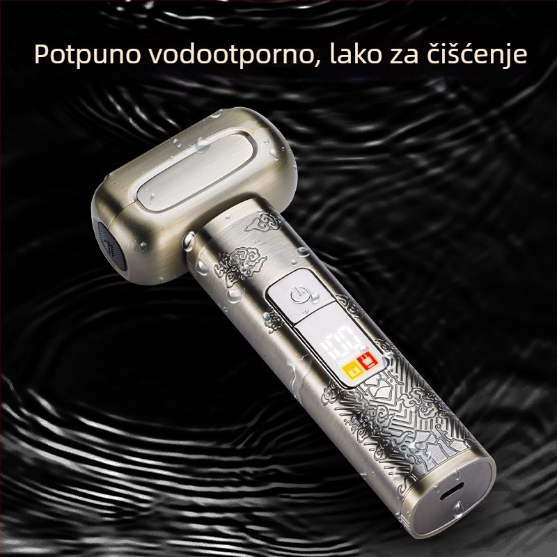 Električni brijač s četiri glave, kretanje naprijed-natrag, potpuno vodootporan za cijelo tijelo, LED zaslon, ugrađena baterija 1000–1200 mAh, autonomija više od 60 minuta