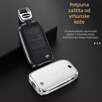 Roewe sklopiva futrola za ključ - Lai Hu, aluminijska legura + koža, visokokvalitetna, kompatibilno s RX5, W5, 350, 360, 750, 350S, I6, RX3, 550