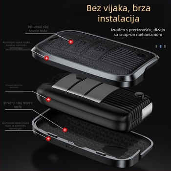 Roewe sklopiva futrola za ključ - Lai Hu, aluminijska legura + koža, visokokvalitetna, kompatibilno s RX5, W5, 350, 360, 750, 350S, I6, RX3, 550