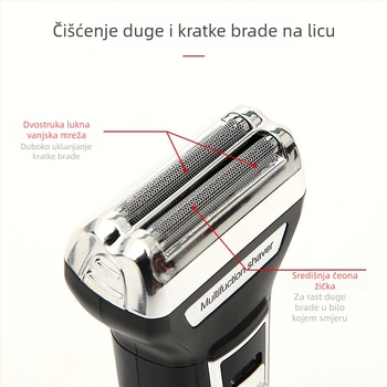 Flying Man 3-u-1 električni brijač s trimerom za nos, glavom s dvostrukim noževima, model 6558